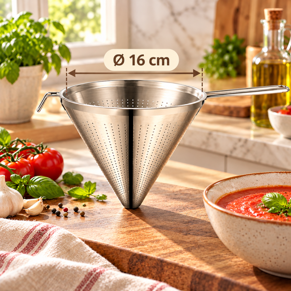 Chinois étamine en inox de 16 cm pour des sauces tomate lisse et onctueuse
