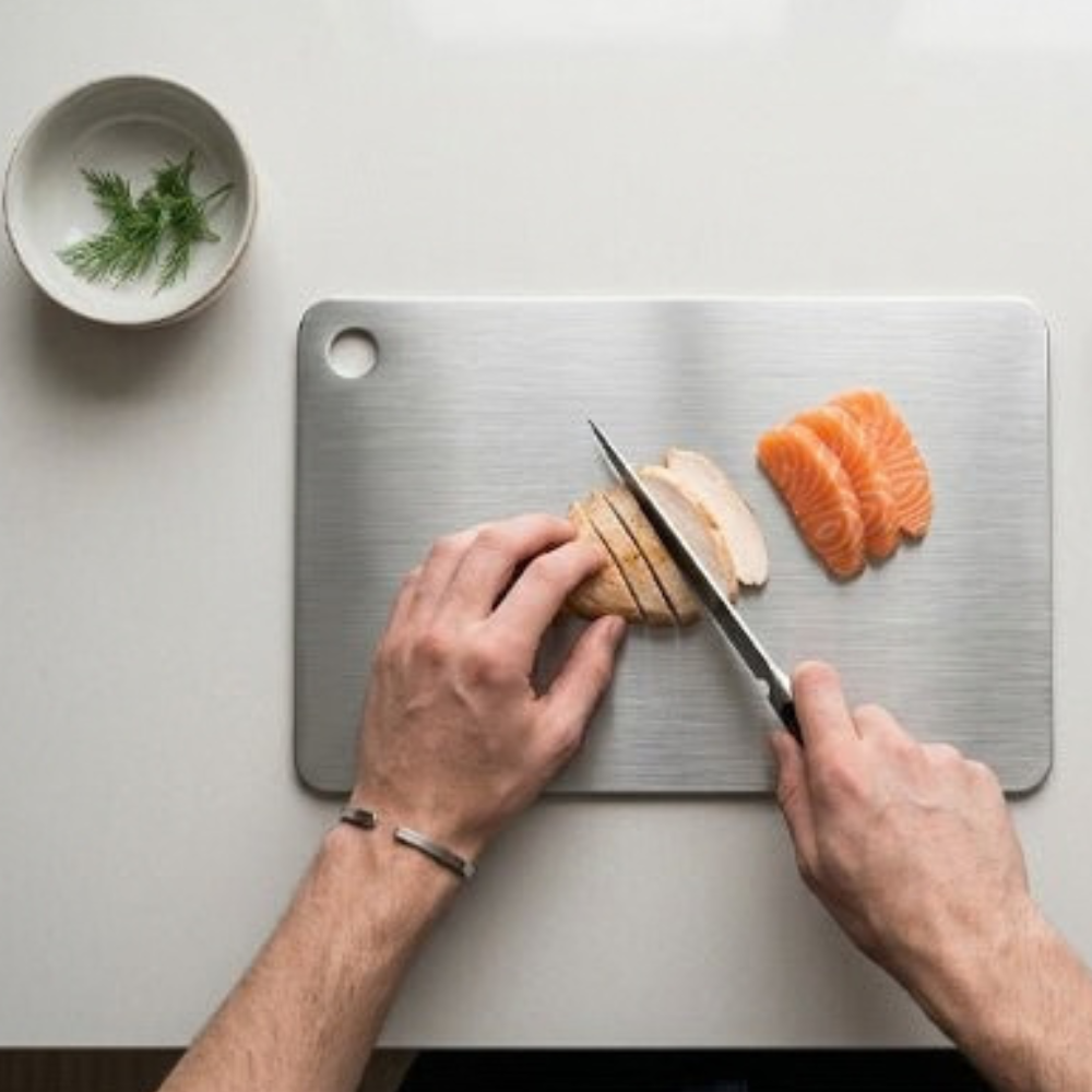 Planche à découper inox InoxiChef antibactérienne | Librecook™