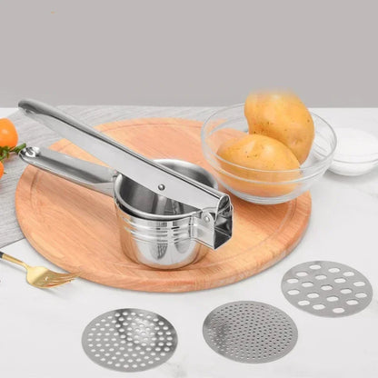 Presse purée Librecook avec ses 3 disques interchangeables et pommes de terre