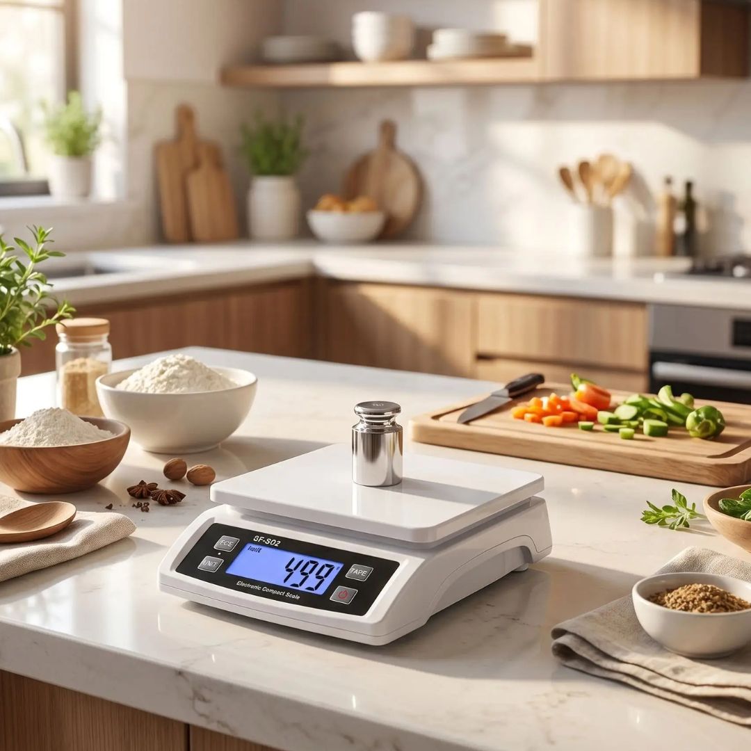 Balance cuisine blanche fonction tare plateau inox | Librecook™