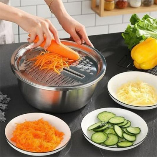 Coupe légumes multifonction ensemble 3 pièces acier inox | Librecook™