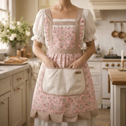 Tablier de cuisine Blush Blossom poches pratiques facile à entretenir | Librecook™
